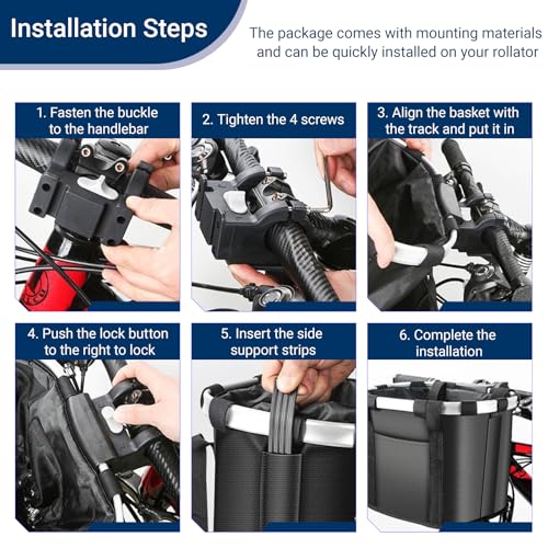 Knee Scooter Basket with Handle - Universal Handlebar Storage Tote for Knee Walkers, Rollators & Bikes, Easy Carrying for Daily Essentials by EDWERD - Image 5