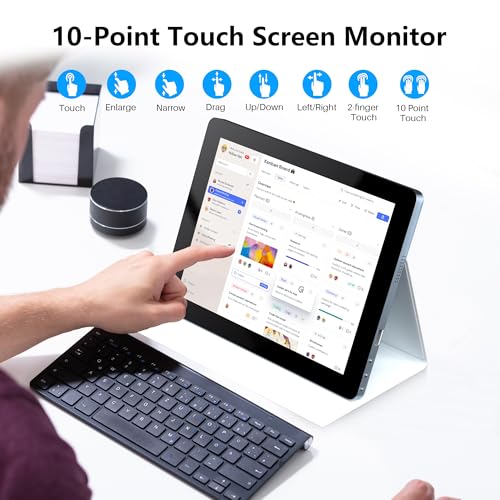 Image of 9.7 inch 2K Portable Monitor Touchscreen, 2048x1536 IPS Display with 10-Point Touch, HDMI & Dual USB-C, CNC Aluminum Body, Built-in Speaker, Protective Case for PC /Phone /Travel /Home Office