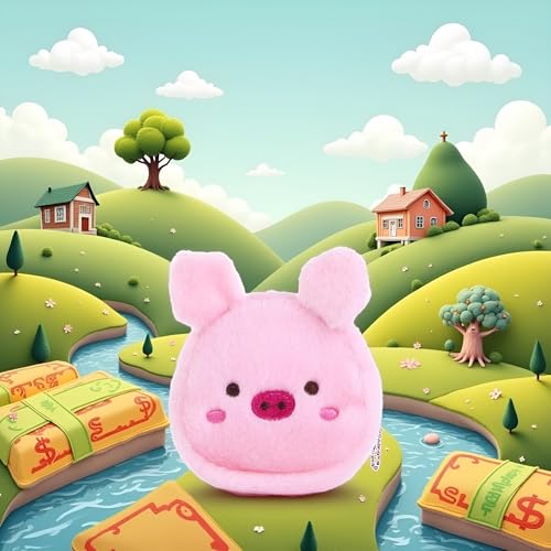 Pink Small Plush Coin Purse, Cute Cartoon Chicken Pig Avocado Shape Coin Purse Zipper Coin Bag Mini Wallet Handbag with Keychain Wallets, Card Cases and Money Organizers Accessories4