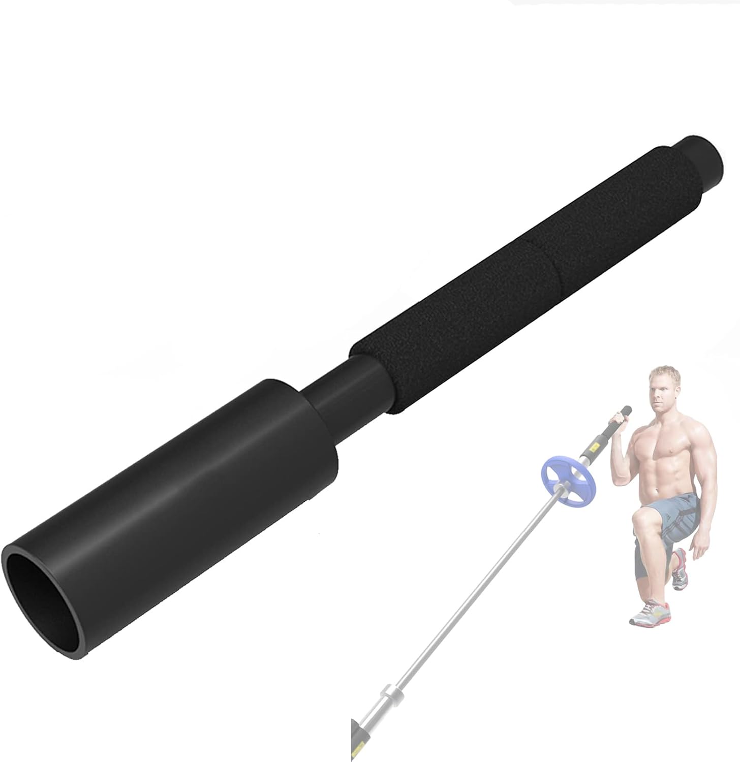 T Bar Row Landmine Handle, Straight Single Handle Attachment Fits 2Inch Olympic Barbell, Home Gym Muscles Multiple Workouts (L)