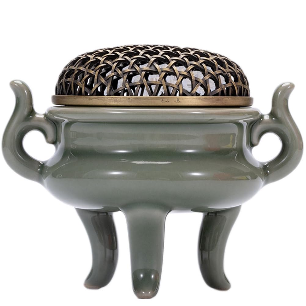 Decorn One Color Ceramic Incense Burner Incense Holder For Cone Stick Coil Traditional Oriental Zen Decor For Home Office Yoga Aromatherapy Meditation