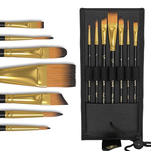 Product Image of the MyArtscape Pocket Paint Brush Set – 7 Artist Paint Brushes for Watercolor, Acrylic & Oil Painting | Portable Travel Brush Set with Carry Case for Artists, Beginners & Students