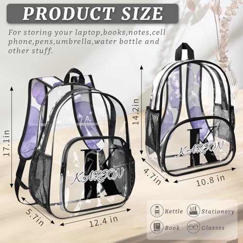 Personalized Purple Small Clear Backpack Stadium Approved Heavy Duty PVC Plastic Custom Floral Transparent Backpacks See Through Bag with Name4