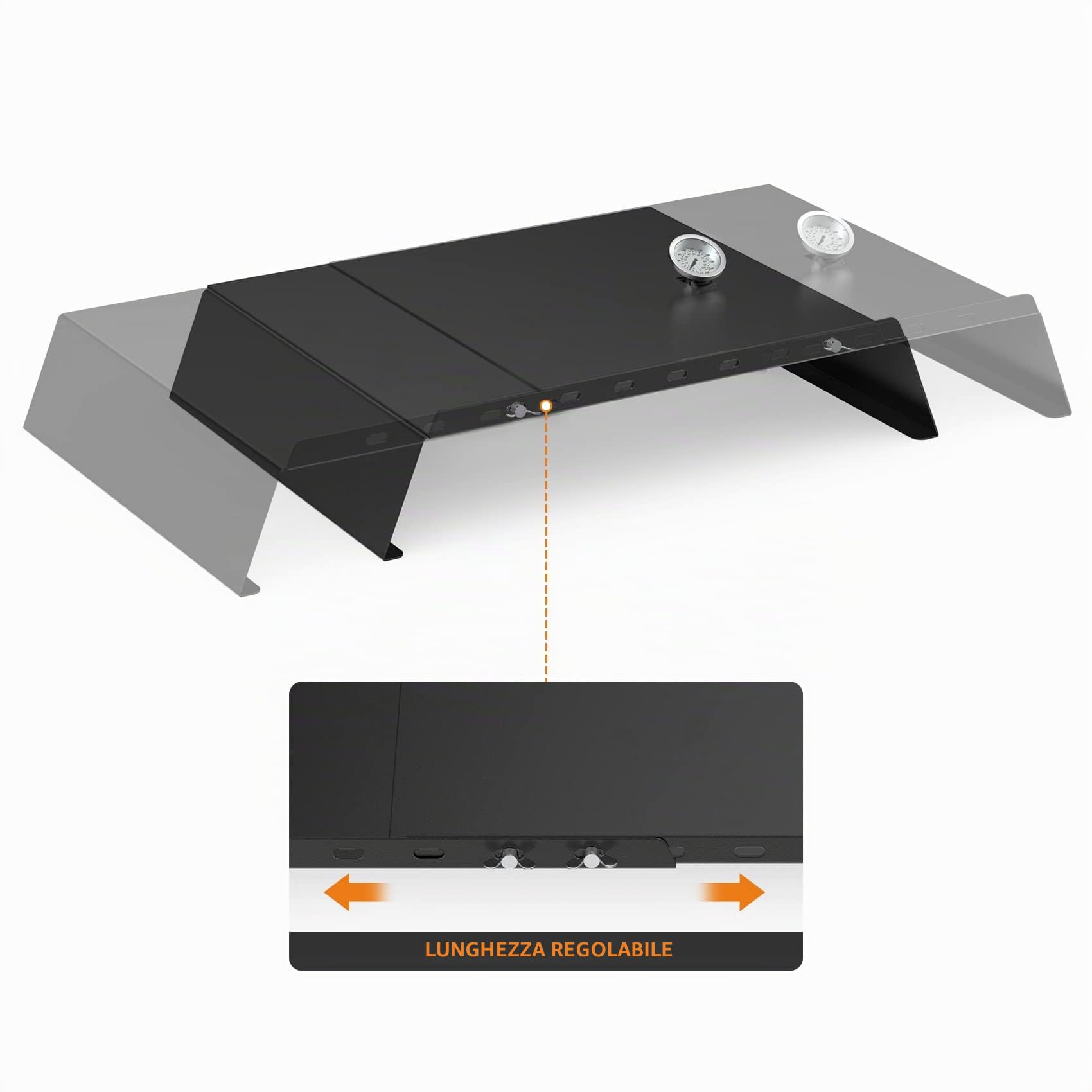 Onlyfire Inserto per Pizza Regolabile per Barbecue a Gas con Termometro 53-78 cm