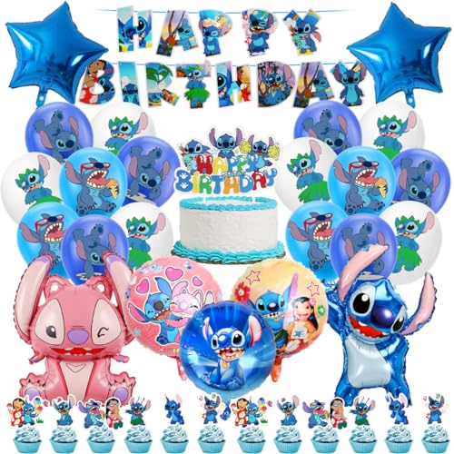 Deco Anniversaire Fête Kit, Decoration Anniversaire Ballon Kit, Ensemble de Aluminium Latex Ballons, Bannière Fête à Thème Bleue D'anniversaire Déco pour Garçons Filles