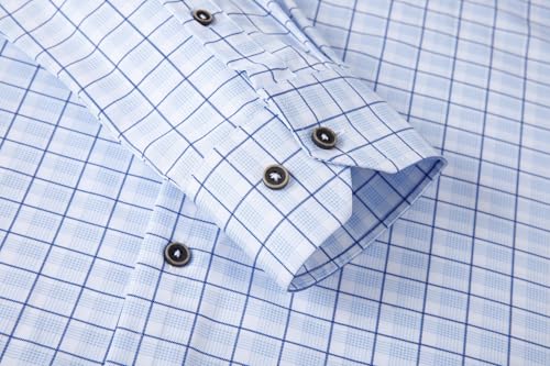 Alex Vando Mens Button Down Shirts Wrinkle Free 4-Way Stretch Print Business Casual Shirt