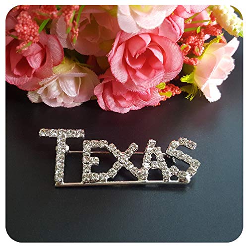 Image of NA USA States Theme Gift Bling Rhinestone Texas State Brooch Word Pin Jewelry