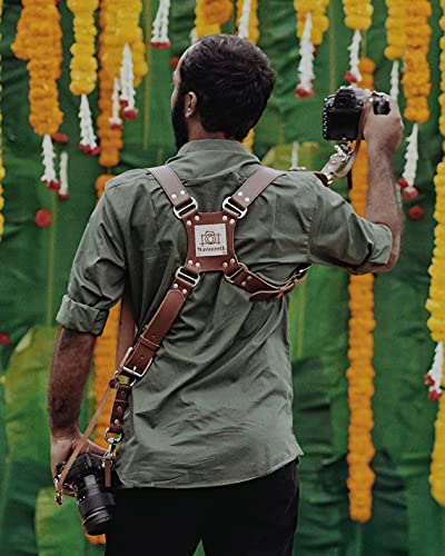 Image of Golden Arrow Leather Camera Strap Belt with Personalised Logo - The Warrior