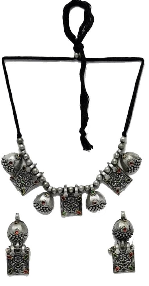 Khannak Jewellery latest fancy Oxidised Afgani style Necklace Jewellery Set for Women|Oxidised Jewellery set for Women & Girls (B0D94MWCR6) Amazon Price History, Amazon Price Tracker