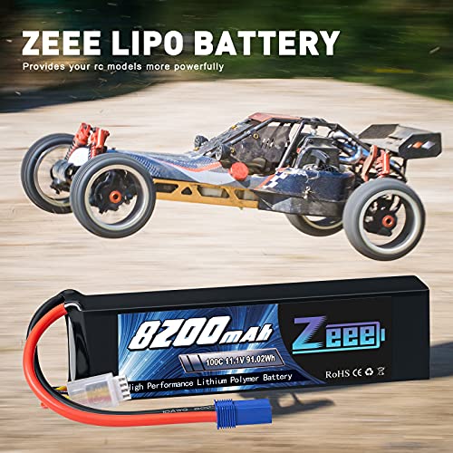 Zeee 3S 8200Mah Lipo Battery 11.1V 100C Ec5 Connector Soft Case Battery With Metal Plates For Rc Car Rc Truck Tank Racing Hobby Models (2 Pack) #TOP7