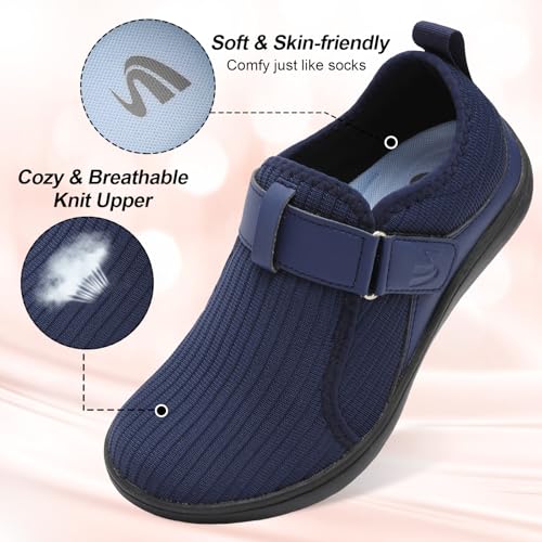 Image of Spesoul Wide Womens Walking Shoes Adjustable Diabetic Shoes Breathable Zero Drop Barefoot Shoe Neuropathy Edema Nursing Shoe Wide Width Sneakers