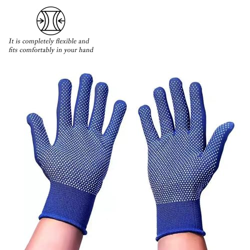 Image of Heega PVC Dotted Cricket Tennis and Batting Gloves for Men with Flexible and Secure Elastic Wrist | Extra Grip, Breathable Cotton Tennis Batting Gloves for Cricket (Blue, 1 Pair)