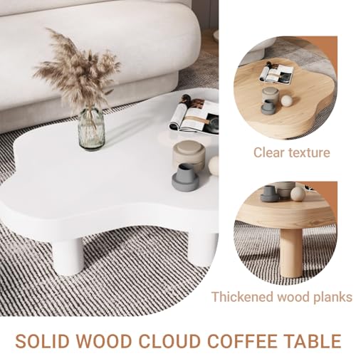 Table basse nuage en bois massif blanc pour sécuriser et sublimer le salon - 6