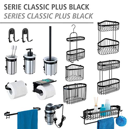 WENKO Bad-Caddy Classic Plus Black - doucheplank, wandmand met hoogwaardige roestbescherming, staal, 26,5 x 47 x 12,5 cm… - Image 6