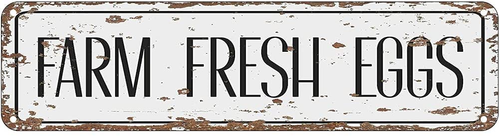 Farm Fresh Eggs Retro Tin Signs Aluminum Metal Sign for Kitchen Home Garden Wall Bar Cafe Decor 4x16 Inch