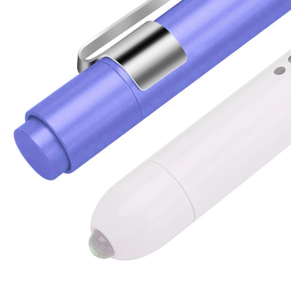 A2z Aluminum LED Penlight Set - Pink & Blue, 2 Pack With Pupil Gauge, Reusable Medical Pen