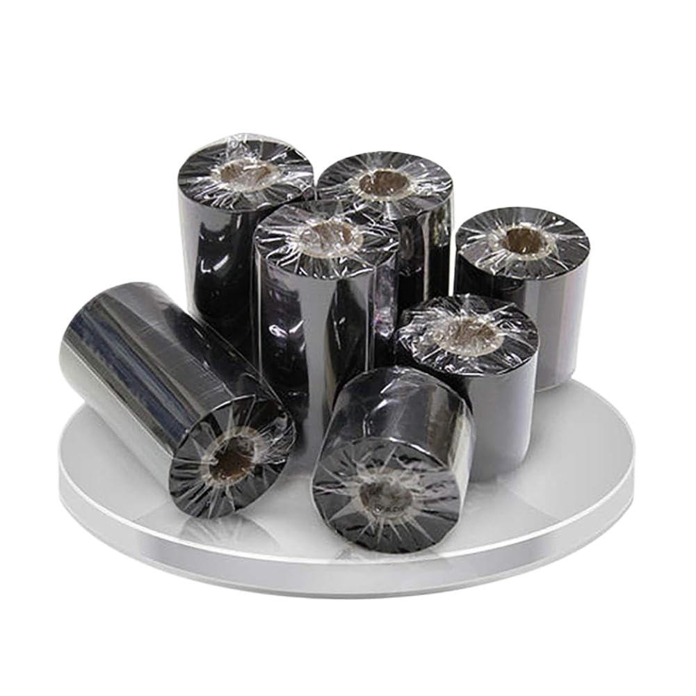 Nastro Termico Trasferimento Cera Nero 60mm Larghezza 300m Lunghezza Nucleo 25mm Confezione da 2 Per Stampante Etichette Codice a Barre