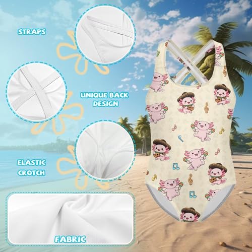 Image of Xpyiqun Swimsuit for Girls One Piece Bathing Suits Size 5-14 Sleeveless Swimwear Cross Shoulder Strap Swimming Wear