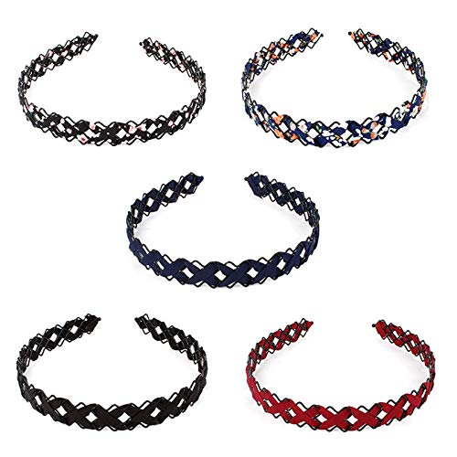 5 Stück Mode Aushöhlen Haarreifen, Damen Mädchen Gewebtes Haarband Reifen, Einfache Niedliche Rutschfeste Haar Hoop Haarschmuck für Make-up, Tägliches Tragen, Dating, Sport, Reisen Cover
