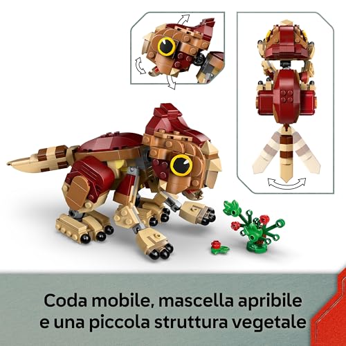 Jurassic World Dinosauro cucciolo Dolores: Aquilops - Dinosauro Giocattolo da Esposizione e Gioco con Pianta di Fiori - Regalo per Bambini e Bambine da 7 Anni e Fan del Film La Rinascita - 76970 - Lego - Immagine 7