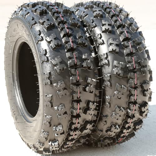Pair of 2 (Two) Forerunner Eos Front 22X7.00-10 33F Load Range 6 Ply Off-Road All-Terrain ATV UTV BSW Black Side Wall Tires