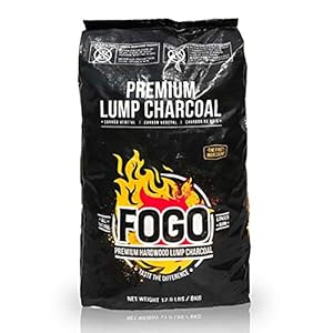 FOGO Premium Oak Restaurant Grade All-Natural Hardwood Medium and Small Sized Lump Charcoal for Grilling and Smoking, 17.6 Pound Bag