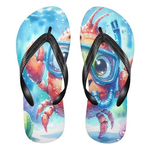 Burbuja Cute Little Crab Flip Flops for Women Men, Soft Thong Sandals Rubber Slippers for Pool Beach Essentials