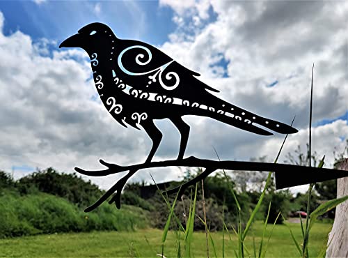 Somerset Quintessence Metal Bird Garden Art - Odins' Raven Huginn | Pagan Decor | Viking Art | Metal Art | Garden Art | Backyard Art | Tree Art | Silhouette Art | High Grade Steel #TOP13