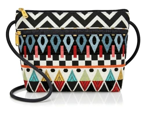 Image of Danny K. Women's Tapestry Zipper Purse Crossbody Handbag, Adjustable Cord, Handmade in USA