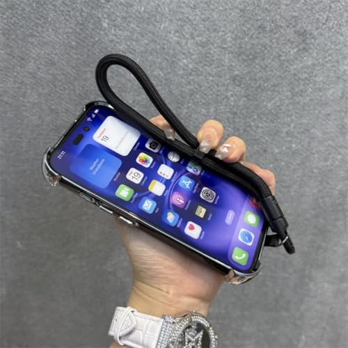 Coque transparente iPhone 14 Pro avec airbag angles et lanière - 3