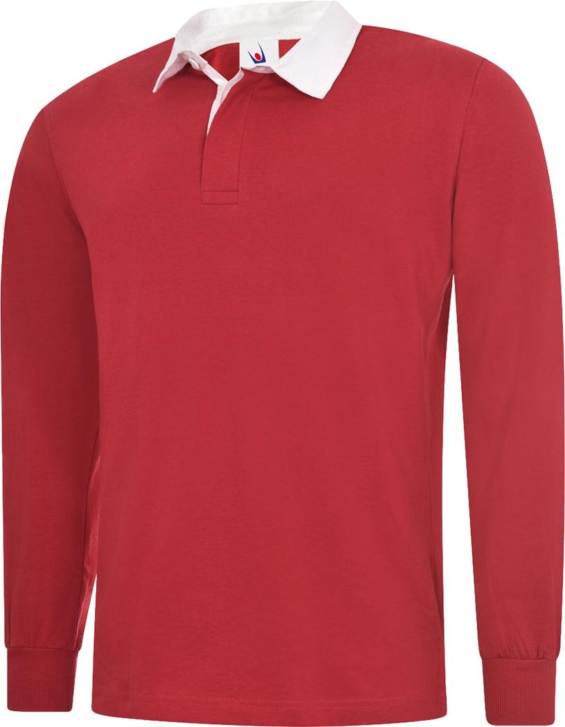 Shoppersbay Unisex Red Uneek Uc402 Classic Rugby Shirt Xl