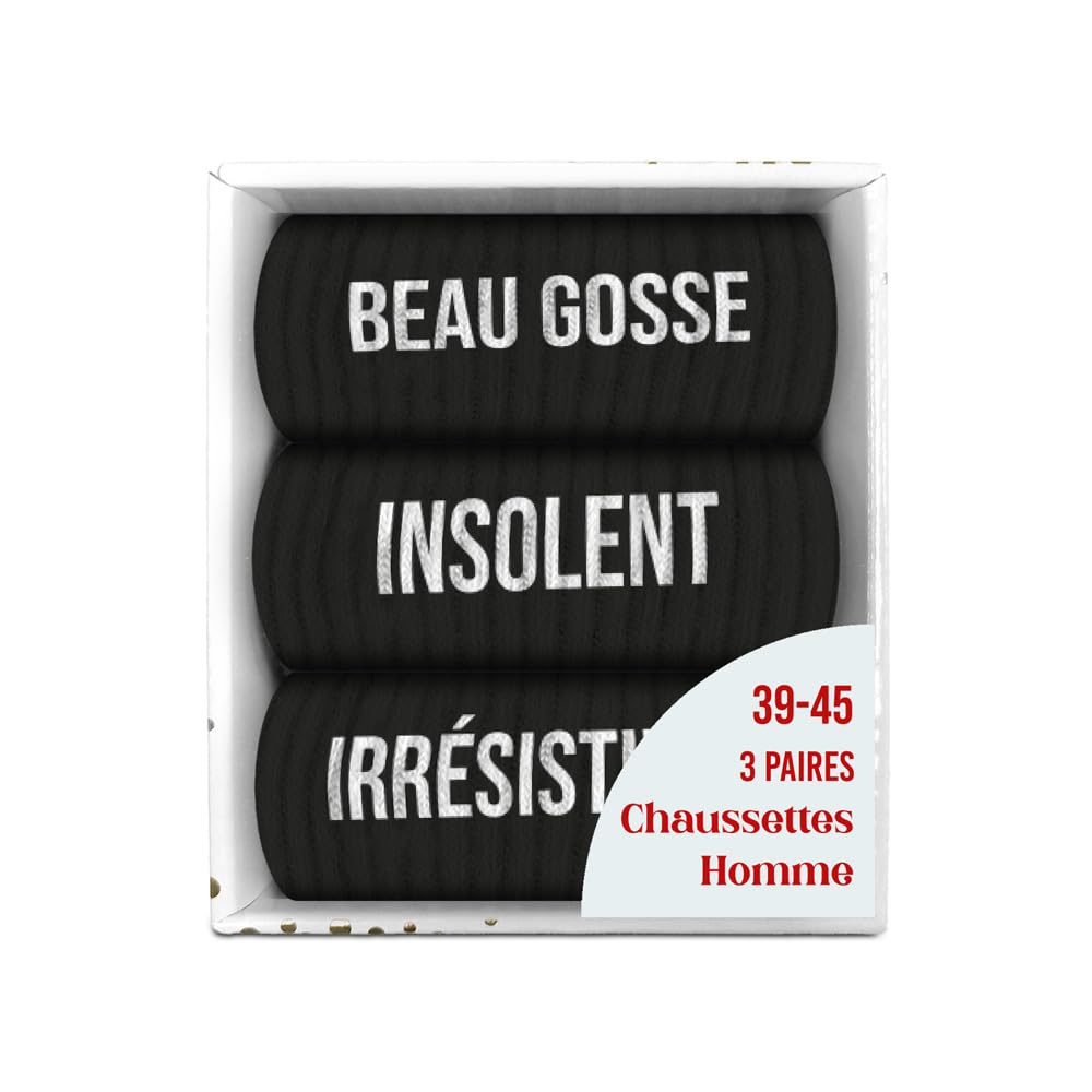 STC Coffret trio chaussettes homme beau gosse noir