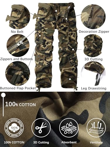 AKHlKING Women's Cargo Pants Work Camo Cotton Casual Combat Wild Outdoor Ripstop Trousers with 8 Pockets3