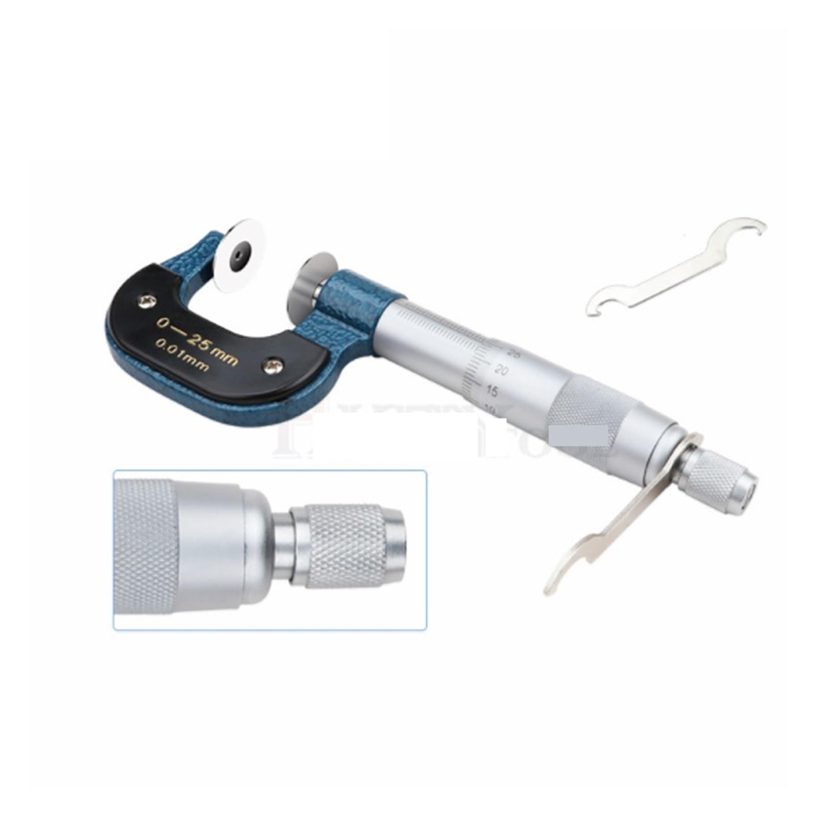 Micrómetro, herramienta de medición de calibre, Micrómetro de disco de 0 a 25 mm/0,01 Micrómetros exteriores for medir la longitud de los dientes de engranajes y el espesor del papel Herramienta de me