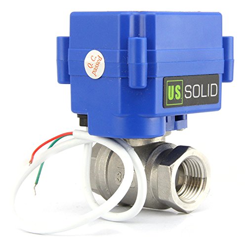 U.S. Solid 3/4" Vanne motorisée acier inoxydable Vanne a sphere 2 voies motorisée electrique 220V AC, 2 fils, retour automatique NC Cover