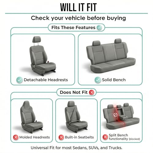 Image of FH Group Car Seat Covers Full Set Cloth - Universal Fit Automotive Seat Covers, Low Back Front Seat Covers, Solid Back Seat Cover, Washable Car Seat Cover for SUV, Sedan and Van Mint