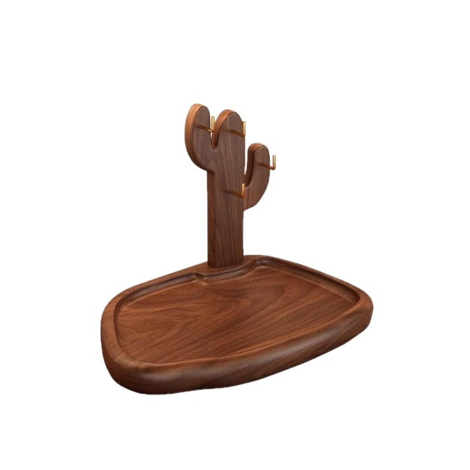 Acacia Key Holder with Tray Solid Wood Entryway Valet Innovative Design Design Bedside Catchall Tray-image-10