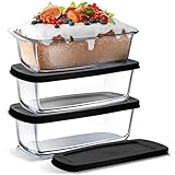 Nestl Set of 3 Glass Bread Loaf Pans for Baking Bread Pans for Homemade Breads, Glass Food Storage Containers with Lids, Glass Baking Dishes for Oven, Pound Cake Pan, Loaf Pan, 1.9 Quart