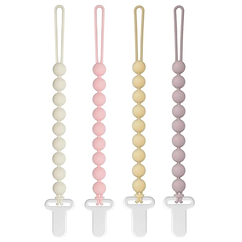 Miniatura 8 de Clips para chupete para bebés niñas - Draklary paquete de 4 clips para chupete de silicona para calmar al bebé, soporte para chupete para recién