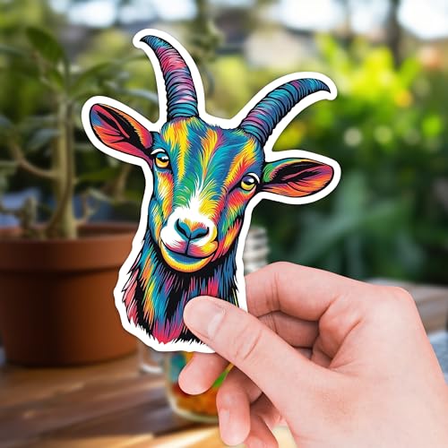 Image of Goat Sticker 8 Pcs (Large Size) Vinyl Stickers Laptop Waterproof Decal for Car Bumper Water Bottle Notebook Luggage Window Funny Party Birthday Decorations - Size 4 Inches