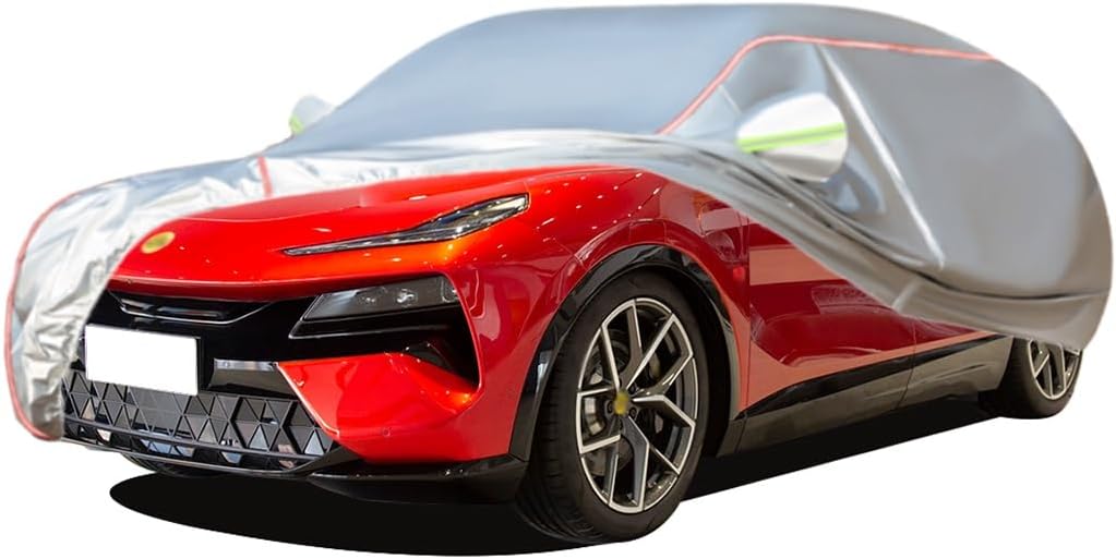 WOLWES Car Cover are Suitable for Lotus Eletre All-Weather Windproof, Snowproof, Rainproof, UV-Protected and Breathable All-Season Universal with Side Door Zip Oxford Cloth Car Cover (Color : Black)