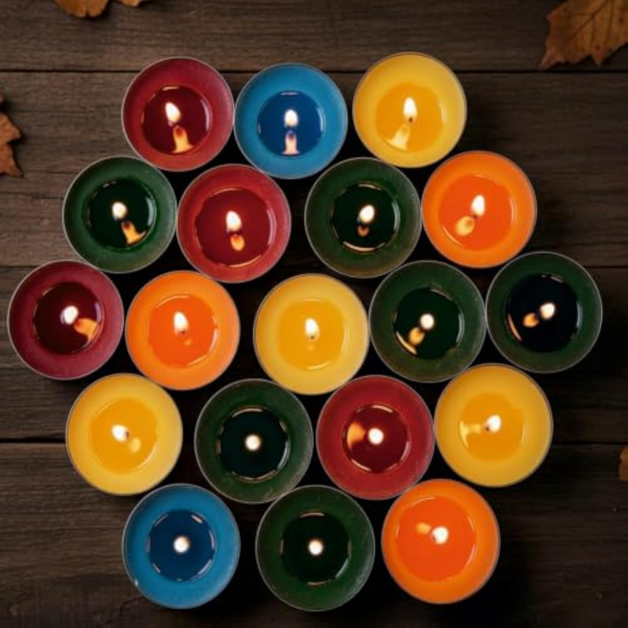Colored Wax Tealight Candles Set of 50