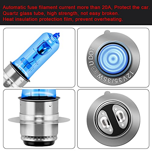 DZG H6M P15d-25-1 35W Halogen Headlight Bulbs Replacement Kit 5000K Warm White Lamp 12V Auto Motorcycle/Scooter Bulb, 2 Pieces - Image 4