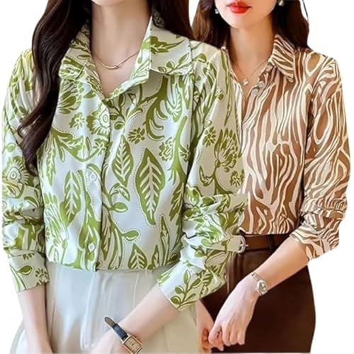 Image of Leriya Fashion Shirt for Women S-3XL | Abstract Printed Crepe Full Sleeve Shirt Collared Silhouette | Office Wear Tops for Women, Western Shirt for Women & Stylish Tops for Women Smart-Casual Styling