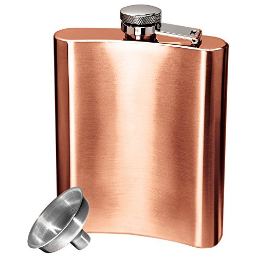 Oggi copper plated stainless steel 8 ounce hip flask wi…