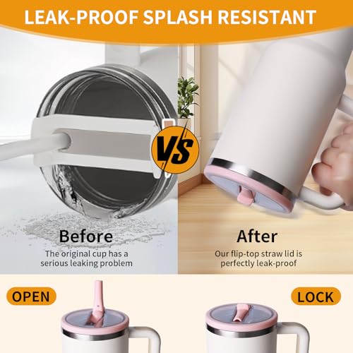 Image of 2 Pack Stanley Lid Replacement 40 oz, Leak Proof Lid for Stanley Quencher H2.0, Leakproof Spill Proof Flip Straw Tumbler Lids for Stanley Cup Accessories, BPA Free No Spill Lid