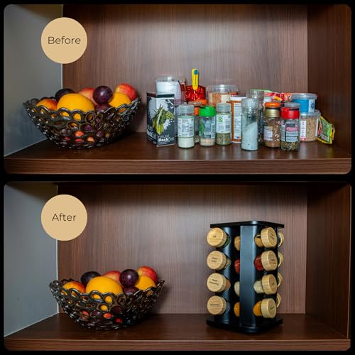 My Luxury Cuisine Rotating Spice Rack, Aesthetic Inside Cupboard or Free Standing Organiser with 16 Jars, Lids and Labels for Easy Sorting - Cosy Home Interiors My Luxury Cuisine Rotating Spice Rack, Aesthetic Inside Cupboard or Free Standing Organiser with 16 Jars, Lids and Labels for Easy Sorting - Image 6