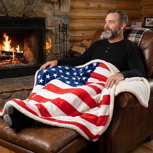 Catalonia Patriotic American Flag Throw Blanket for Veteran and Citizenship