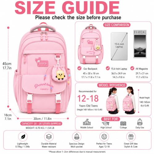 Image of Korean Style Unisex School & College Backpack Bag | 18 Inch Large Capacity Bag For Girls & Boys Age of 12-16 Years | Best For Middle & High School, College, Tution, Travel, Camping