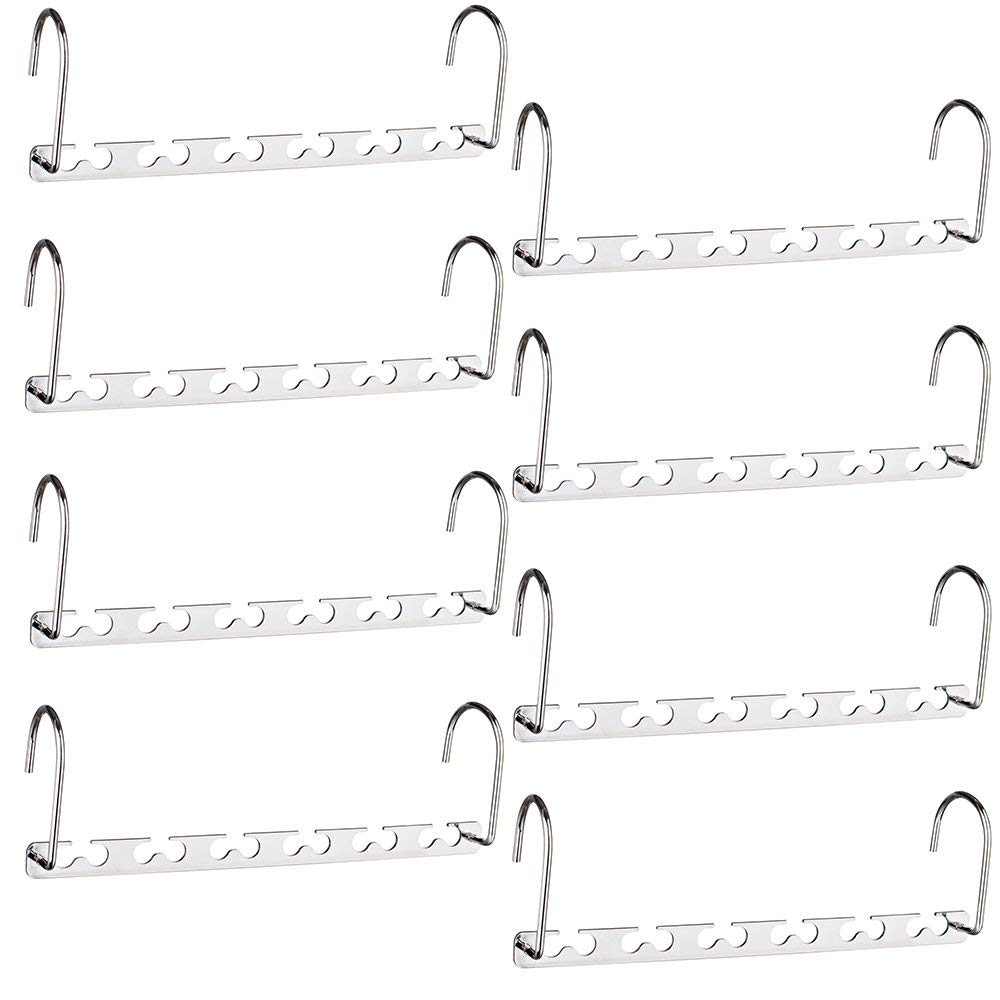 HOUSE DAY 10.5 Inch Closet Space Saving Wardrobe Clothing Magic Hangers Oragnizer Heavy Chrome Hangers, Updated Hook Design Pack of 8